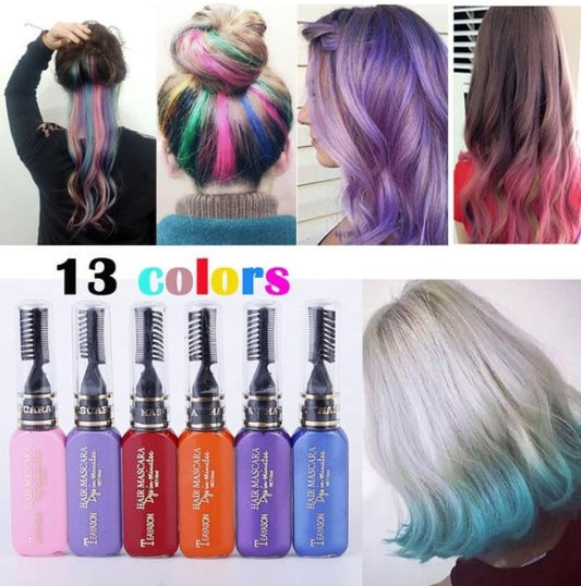 Temporary Hair Dye Mascara - 13 Colors Temporary Hair Dye Mascara Hair Dye Cream Non-toxic DIY Hair Dye Pen