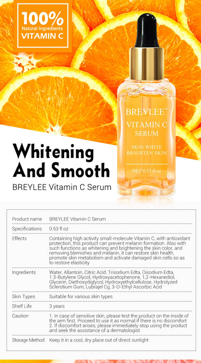 BREYLEE Vitamin C Brightening Face Serum – Dark Spot Remover & Whitening (15ml)- Buy More Pay Less