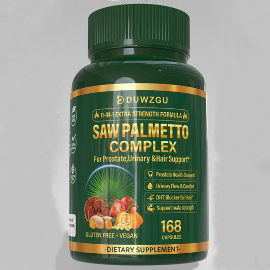 DUWZGU 11-in-1 Saw Palmetto Complex – Prostate, Urinary & Hair Support for Men (168 Vegan Capsules)