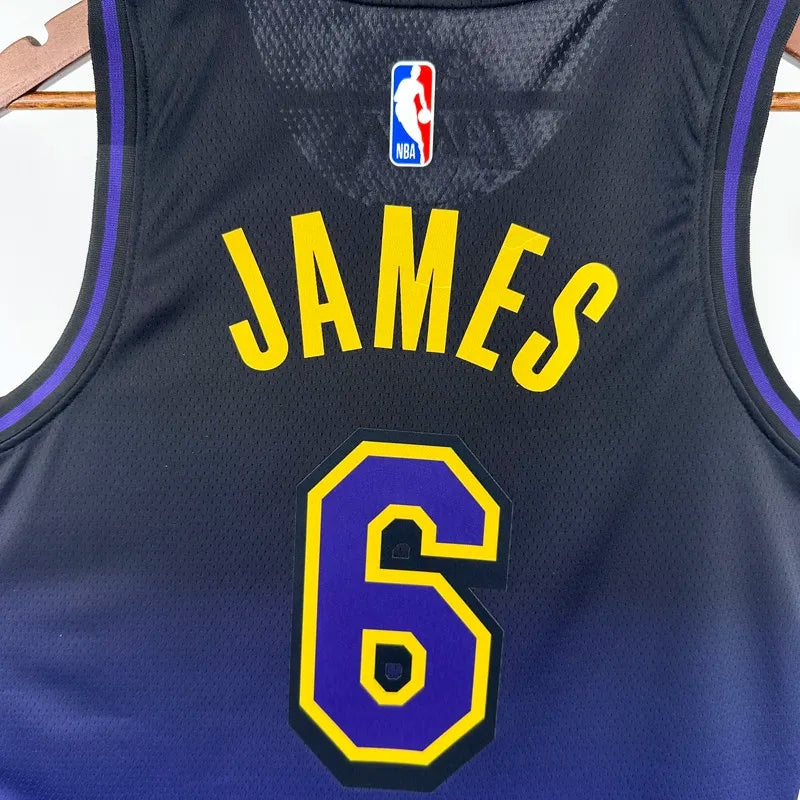 LAKERS JAMES #6 Royal blue City Edition Top Quality Hot Pressing NBA Jersey