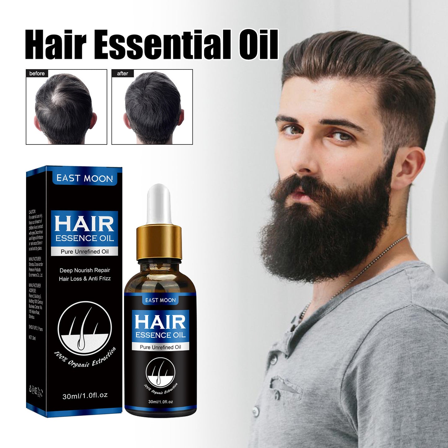Esencia capilar densa para hombres East Moon: nutrición fuerte