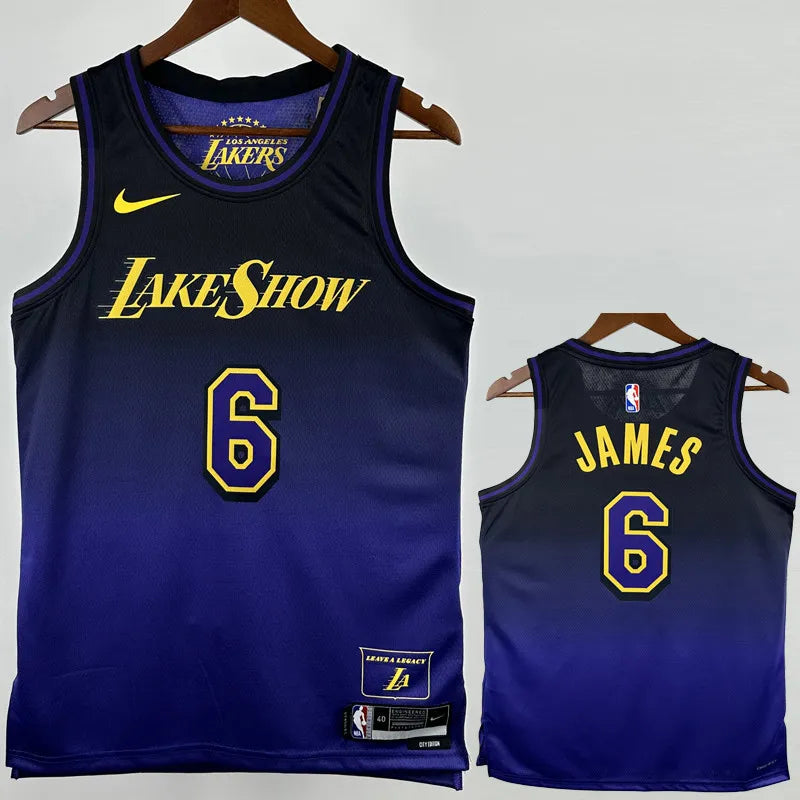 LAKERS JAMES #6 Royal blue City Edition Top Quality Hot Pressing NBA Jersey