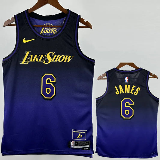 LAKERS JAMES #6 Royal blue City Edition Top Quality Hot Pressing NBA Jersey
