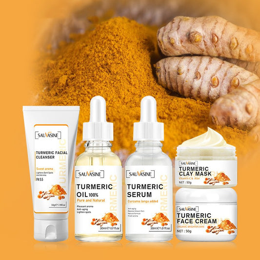 SAUVASINE Turmeric Skincare Set – Rejuvenating, Anti-Aging & Brightening for Face (5-Piece)