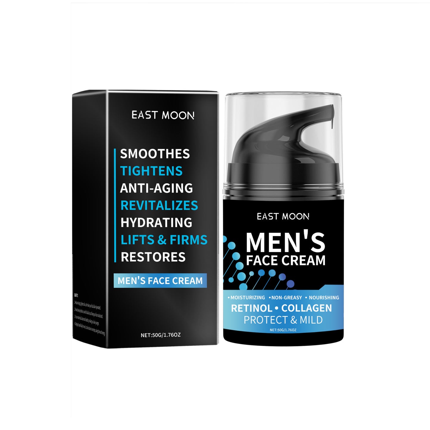 East Moon Men's Retinol & Collagen Face Cream: Anti-Aging, Deep Hydration & Skin Tightening (50g)
