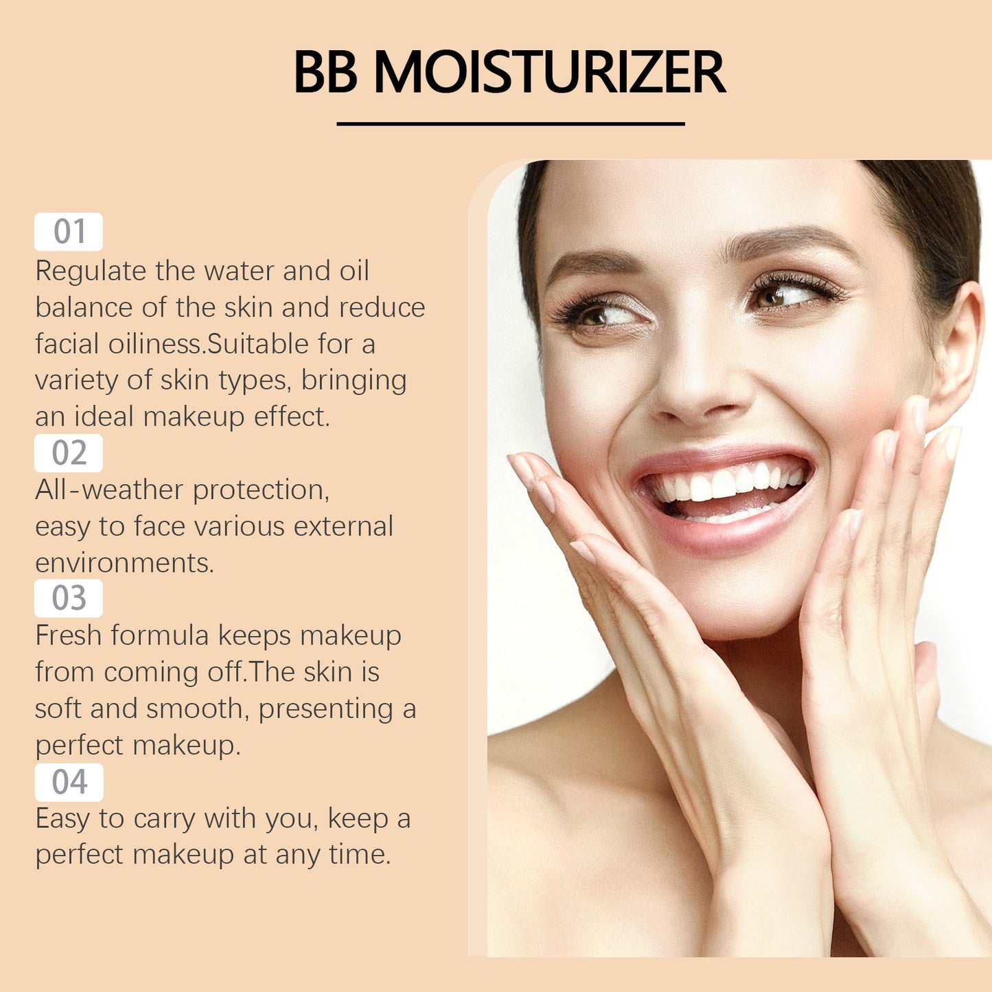 Protective BB Cream Concealer – Lightweight Liquid Foundation (30g) in Natural, Ivory, Wheat Shades