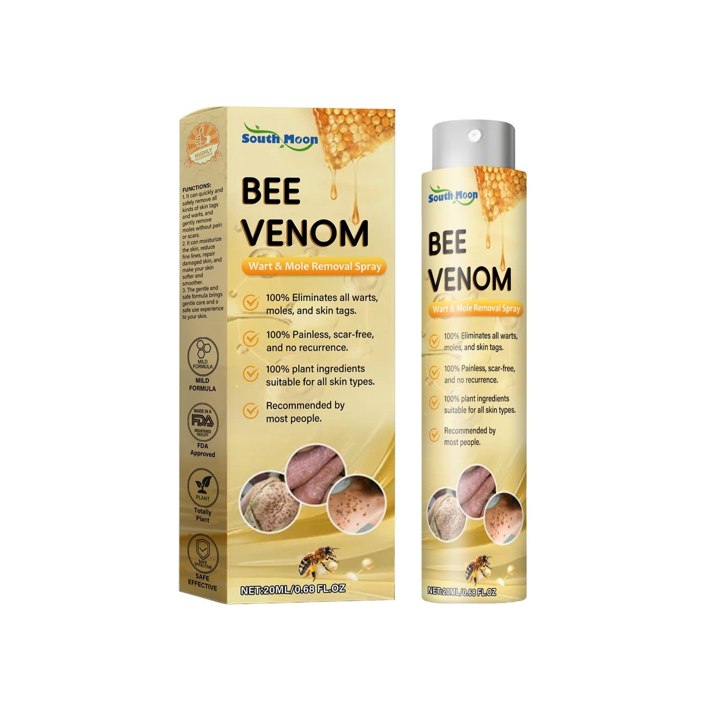 SOUTH MOON Bee Venom Wart Removal Support Spray – Gentle, Effective & Skin Repairing for All Warts (Genital & Body)