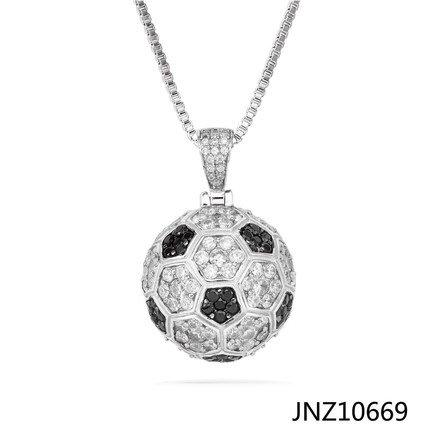 Football Sports Pendant Zircon-laid Necklace
