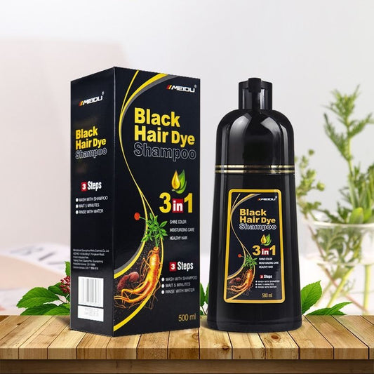 MEIDU 3-in-1 White To Black Hair Dye Shampoo – Natural Herbal Black Hair Color & Conditioner