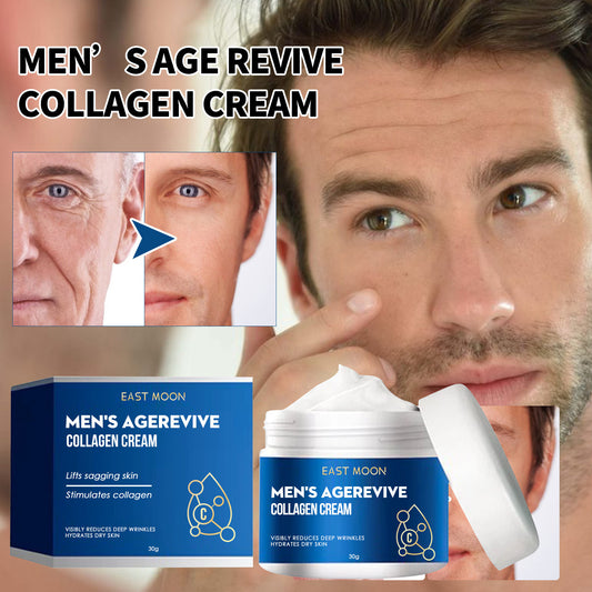 EAST MOON Men's AGEREVIVE Collagen Cream: Anti-Wrinkle, Firming & Hydrating Face Cream (30g)