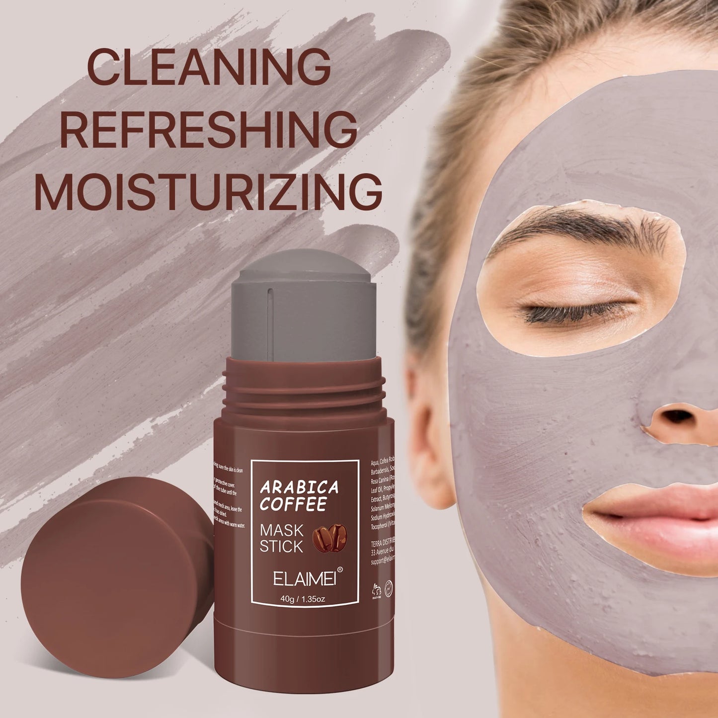 ELEIMEI Eggplant, Hyaluronic Acid, Green Tea, Strawberry, Vitamin C, Coffee Infused Moisturizing and Oil-Control Face Cleansing Mask