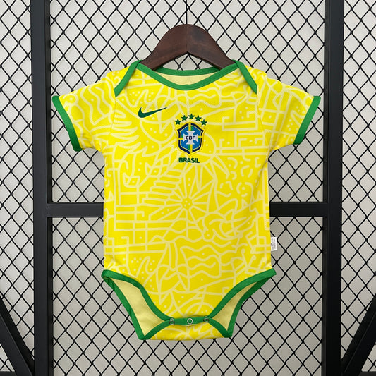 2025-26 Brazil Home Baby Player Soccer Jersey Suit - Brazil Baby Kit
