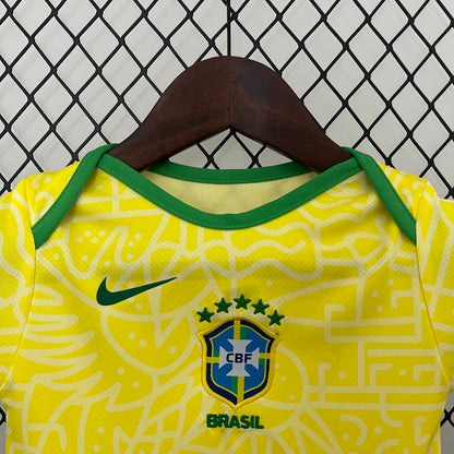 2025-26 Brazil Home Baby Player Soccer Jersey Suit - Brazil Baby Kit