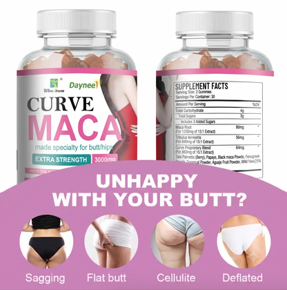 Daynee Curve Maca 3000mg Extra Strength Gummies - Premium Lower Body Sculpting, Booty Toning & Ultimate Hip Firming Supplement (60 Vegan Gummies)