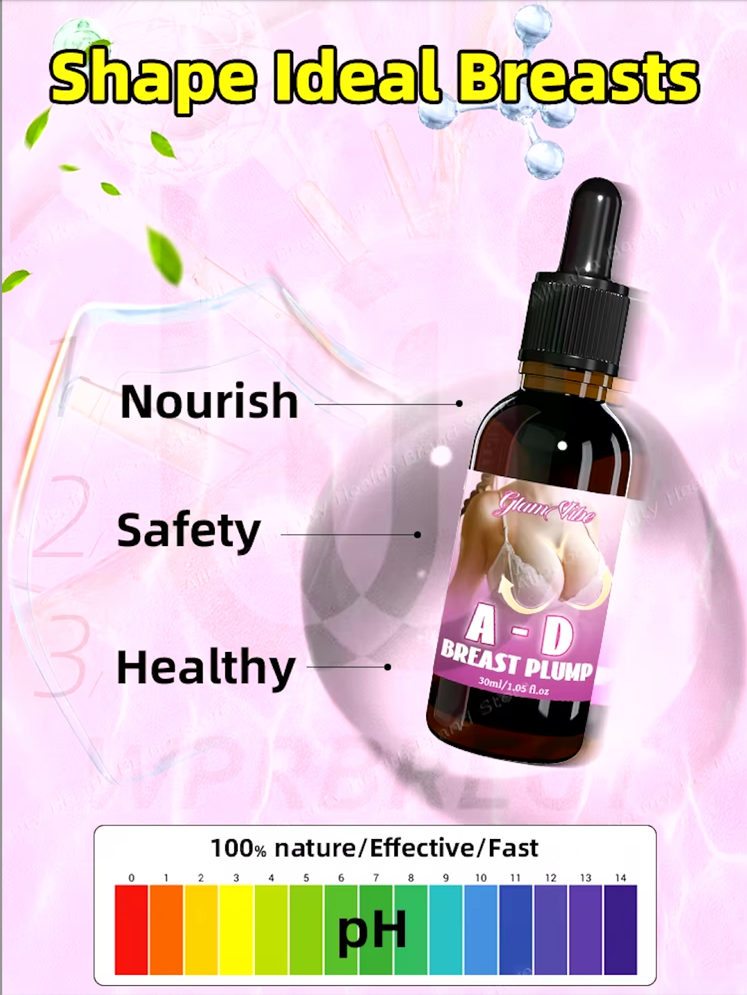 GLAM VIBE Aumento de senos, elasticidad mamaria mejorada, modelado perfecto y rápida absorción