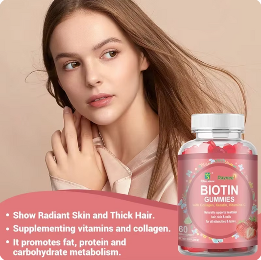 High Potency Biotin & Collagen Gummies – Vegan for Hair, Skin & Nail Health (Made in USA)