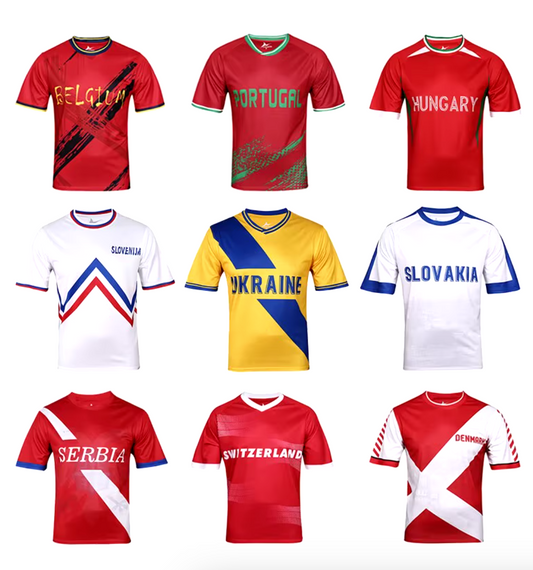 Top 24 of the European Football Soccer Jersey -  Romania, Poland, Austria, Czech, Croatia, Denmark, Turkey, Hungary...
