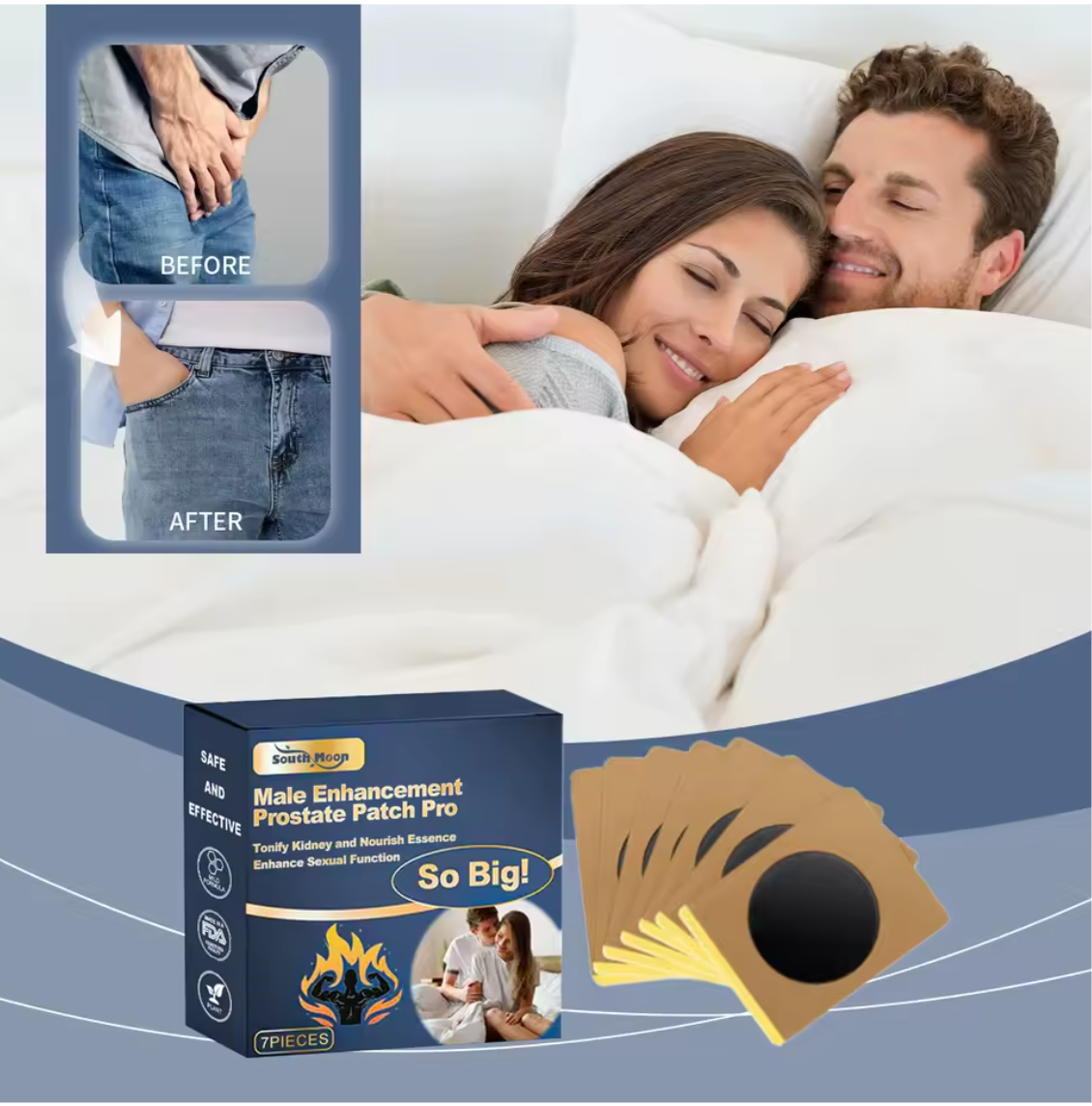 South Moon Men's Prostate Care Patch – Natural Relief for Prostatitis, Frequent Urination & Urethritis (30 Herbal Patches)