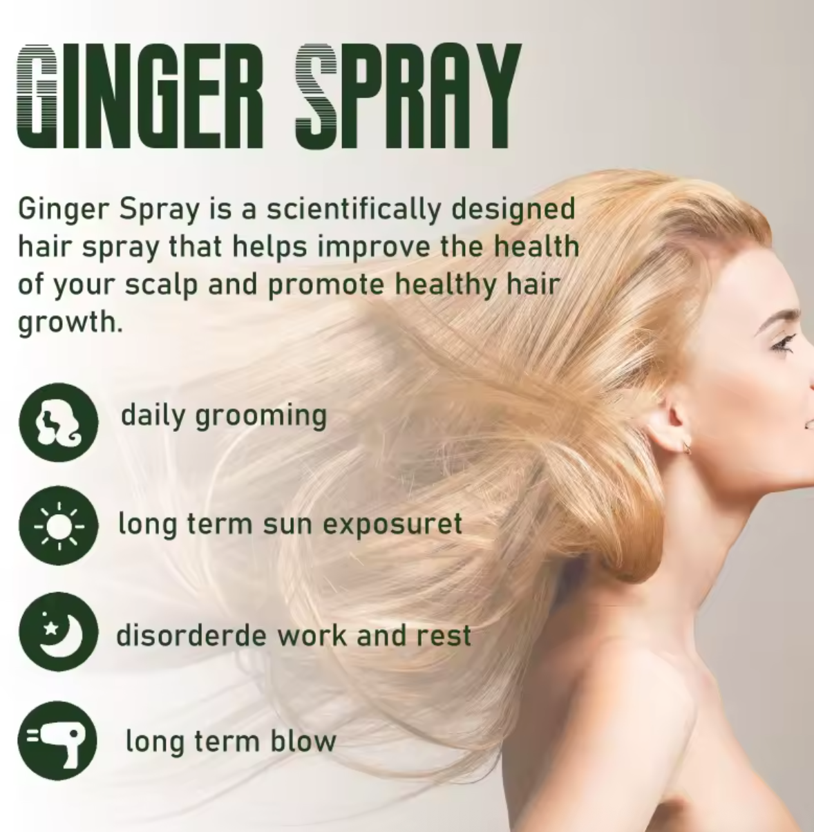 EELHOE Ginger Dense Hair Spray - Nourishing Hair Follicle & Anti-Hair Loss Herbal Support