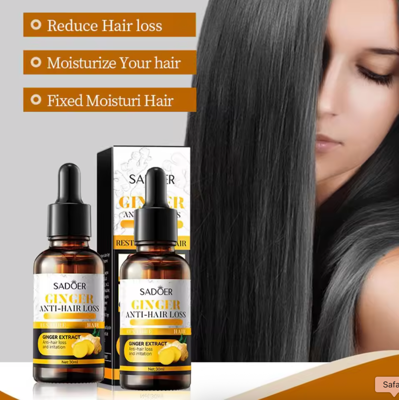 SADOER Ginger Hair Loss Herbal Support Oil - Anti-Hair Loss Formula