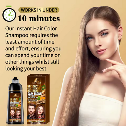 ROUSHUN Brown Hair Color Shampoo for Gray Hair Instant Hair Natural Long Lasting for Men and Women 14.2 Fl.Oz 420ml
