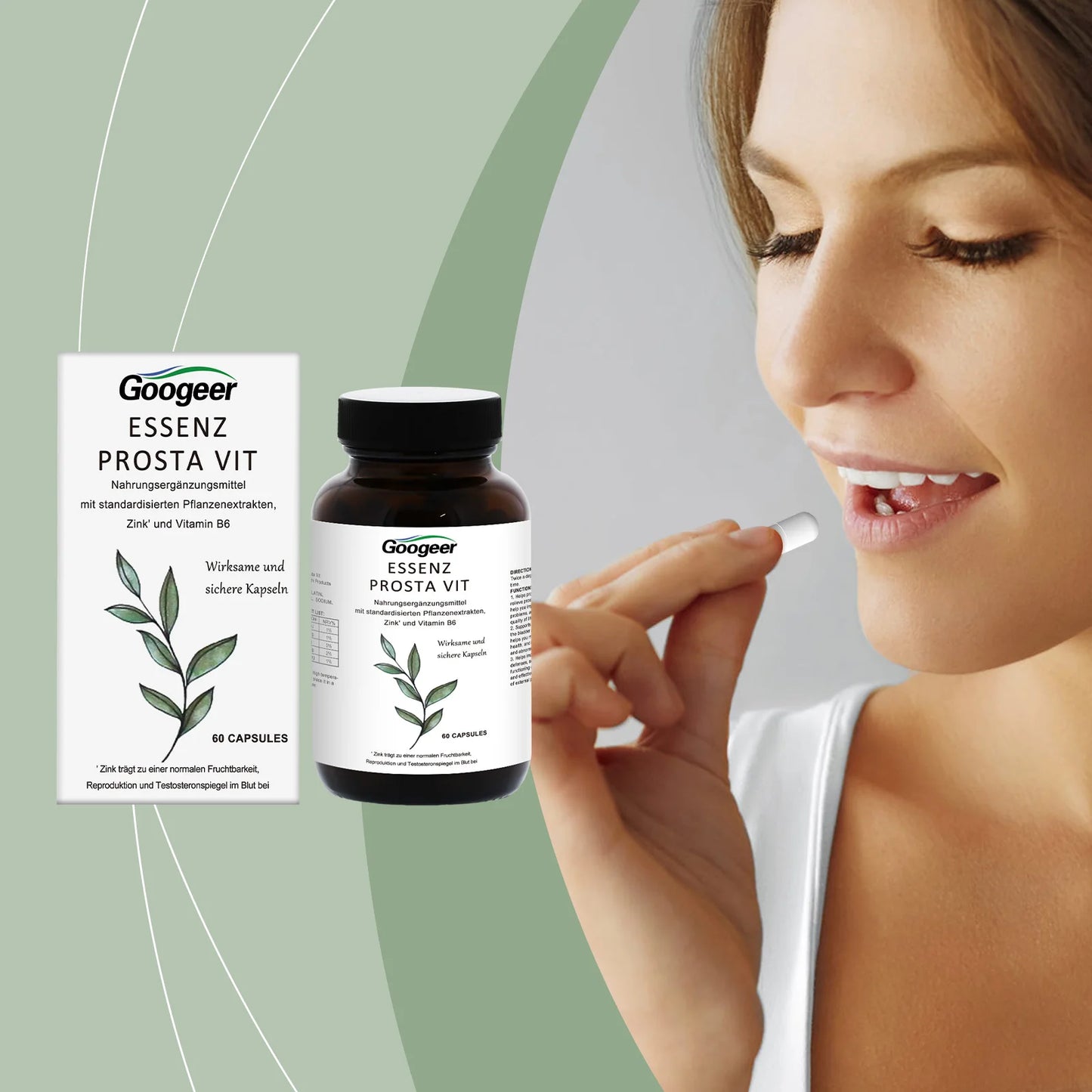 Googeer Prostate & Bladder Care Capsules – Zinc, B6 & Herbal Support for Men (60 Count)