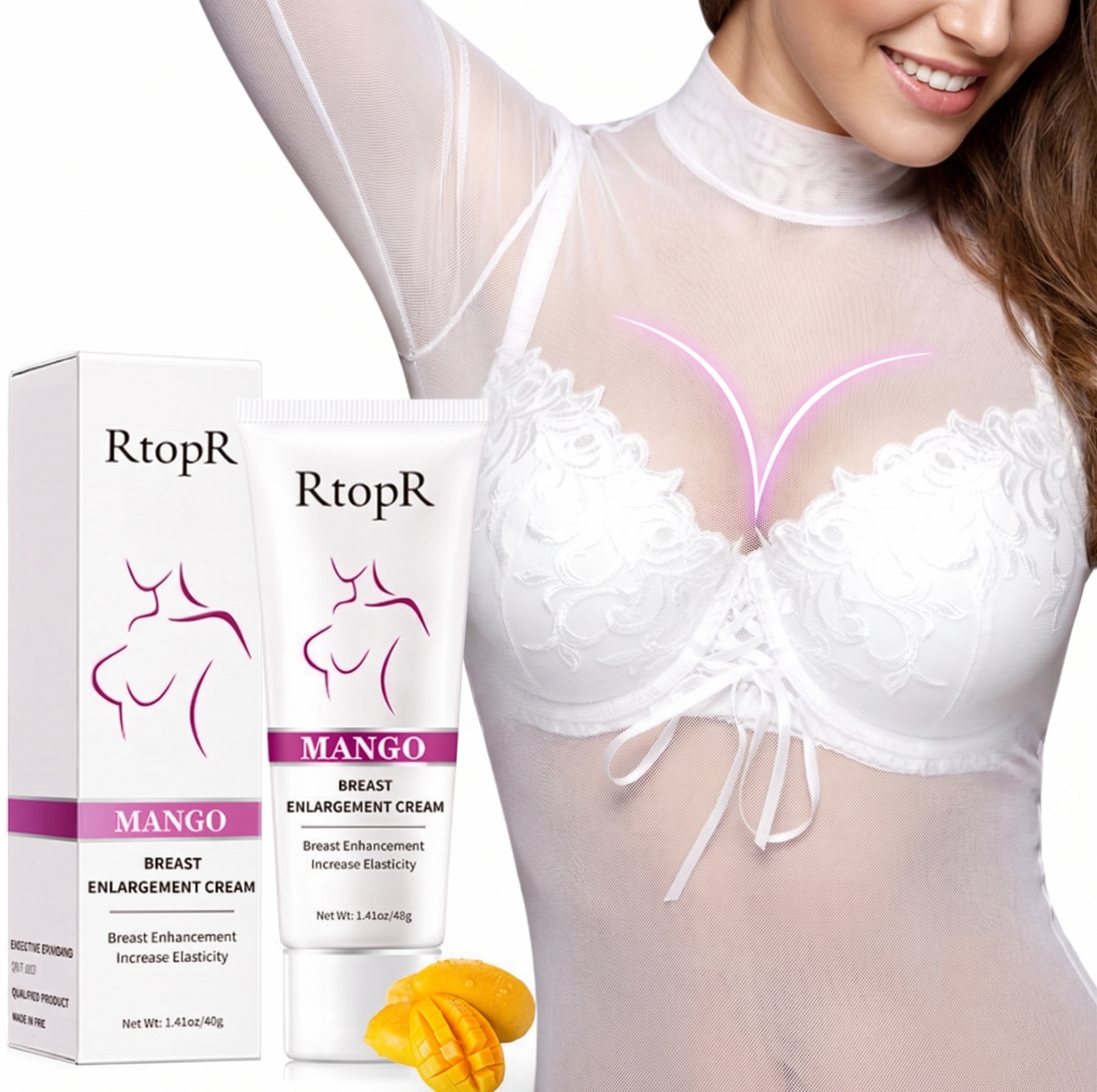 RtopR Mango Oil Premium Breast Nourishing Cream - Natural Botanical Bust Enhancing, Firming & Elasticity Boosting Care (40g)