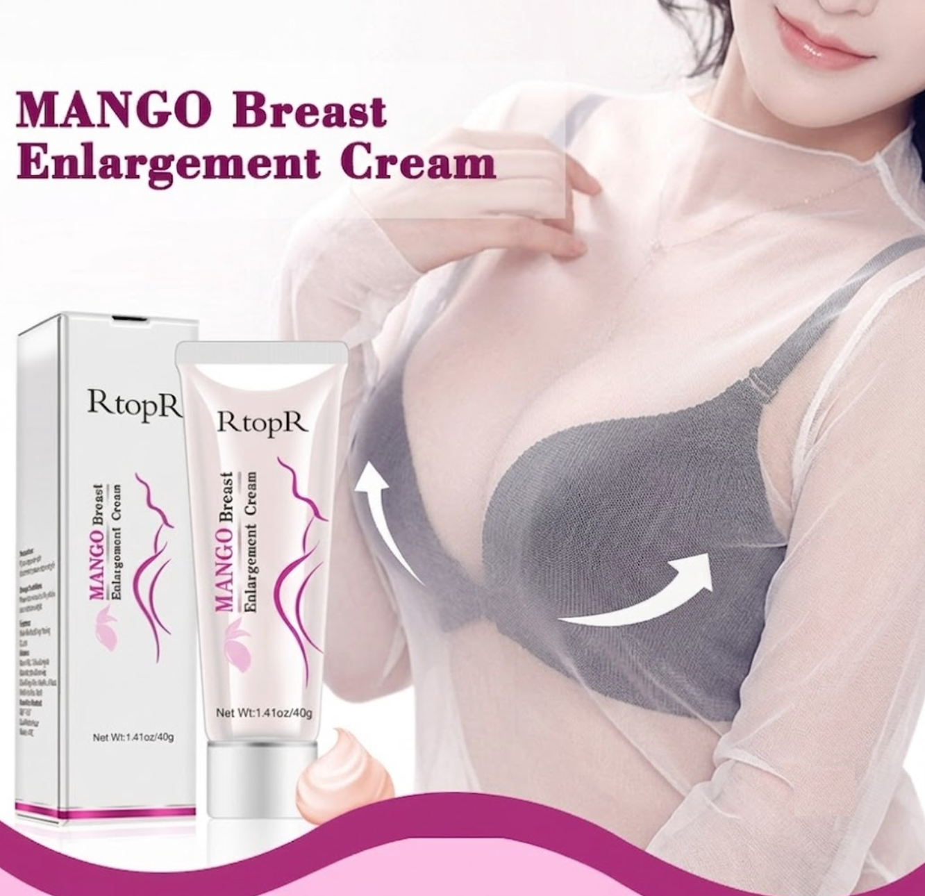 RtopR Mango Premium Breast Firming & Enlargement Cream - Natural Botanical Bust Contouring, Softening & Elasticity Enhancing Care (40g)