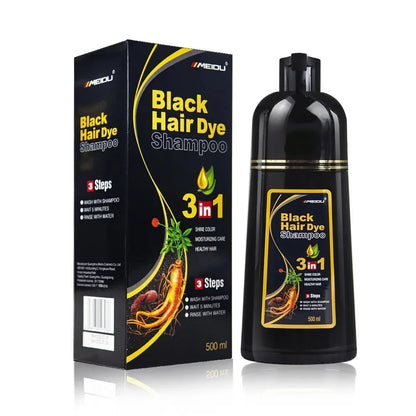 MEIDU 500ml One black hair dye shampoo white to black Dyeing and fixing hair color plant bubble hair dye cream Self dyeing at home