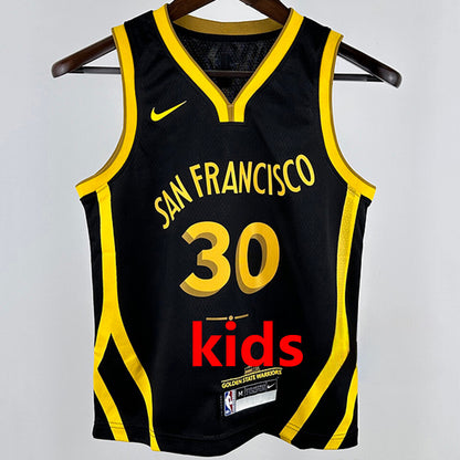 Golden State Warriors CURRY #30 Black Kids NBA Jersey