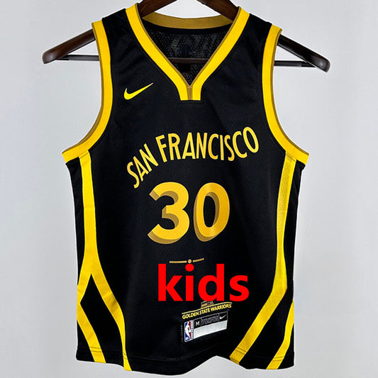 Golden State Warriors CURRY #30 Black Kids NBA Jersey