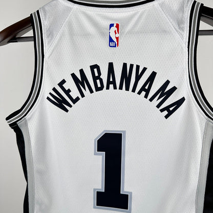 San Antonio Spurs WEMBANYAMA # 1 White Kids NBA Jersey
