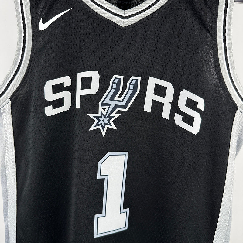 San Antonio Spurs WEMBANYAMA # 1 Black Kids NBA Jersey