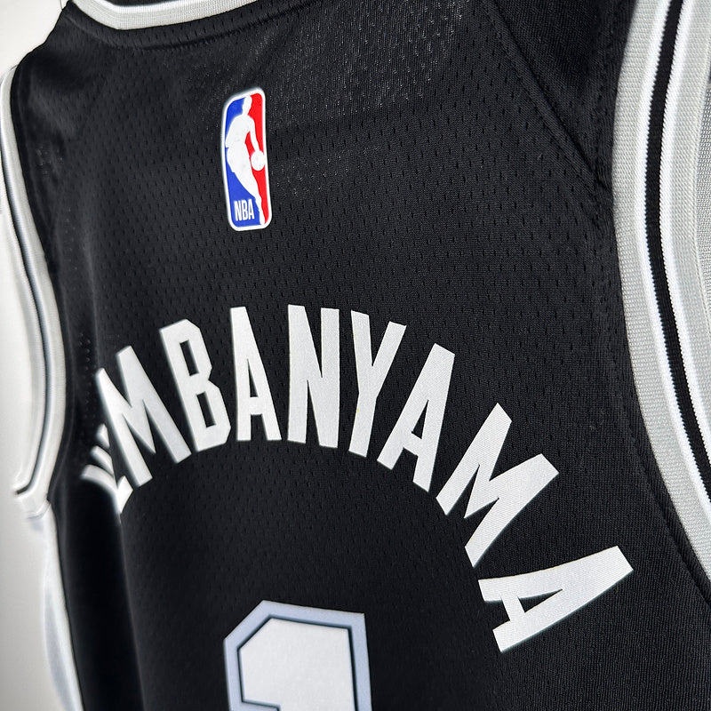San Antonio Spurs WEMBANYAMA # 1 Black Kids NBA Jersey