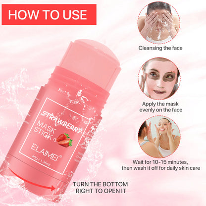 ELEIMEI Eggplant, Hyaluronic Acid, Green Tea, Strawberry, Vitamin C, Coffee Infused Moisturizing and Oil-Control Face Cleansing Mask