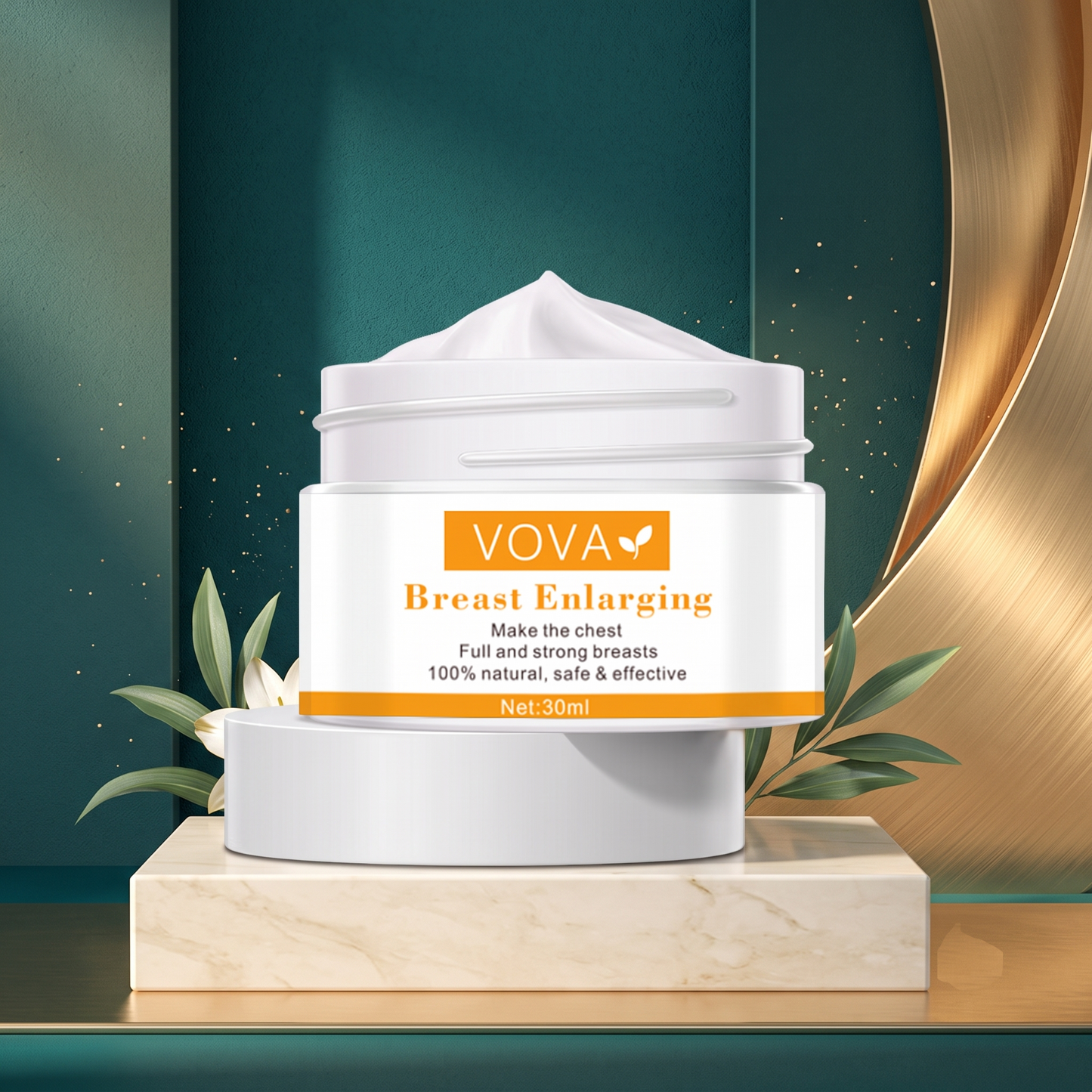 VOVA Natural Rose & Tremella Breast Firming Cream - Advanced Botanical Bust Contouring, Elasticity Restoring & Shaping Daily Treatment (30ml)