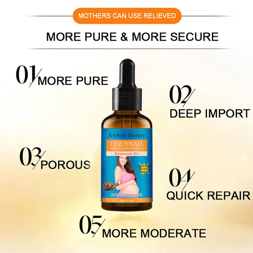 AICHUN BEAUTY Snail Belly Massage Oil (30ml) – Postpartum Skin Toning & Stretch Mark Appearance