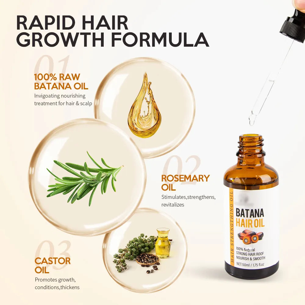 African Hair Growth Products - 100% Pure Batana Hair Growth Oil for Hair Loss Prevention, Strengthens and Extends Hair, Prevents Breakage