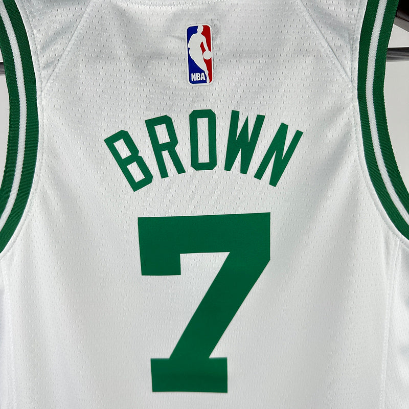 Celtics BROWN #7 White Kids NBA Jersey