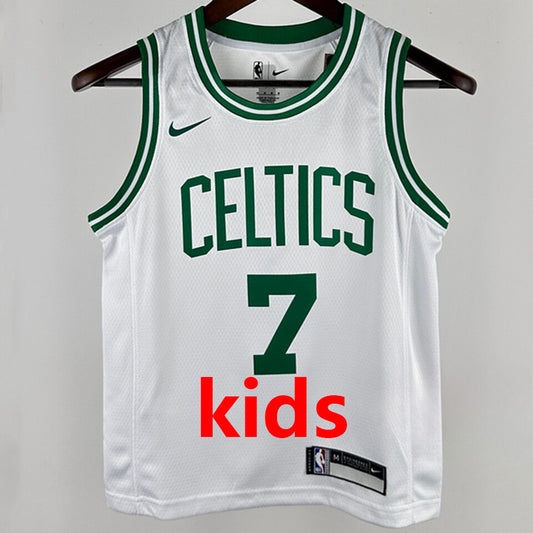 Celtics BROWN #7 White Kids NBA Jersey