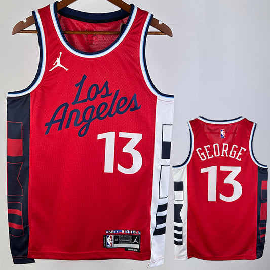 Clippers GEORGE # 13 Red NBA Jerseys