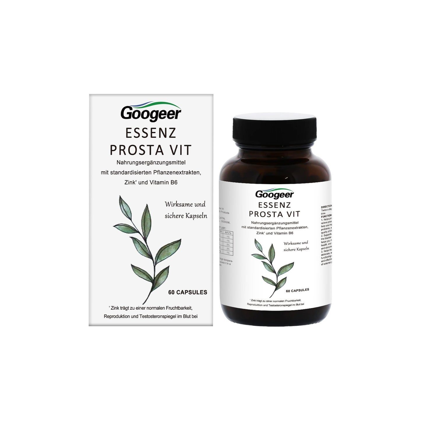 Googeer Prostate & Bladder Care Capsules – Zinc, B6 & Herbal Support for Men (60 Count)