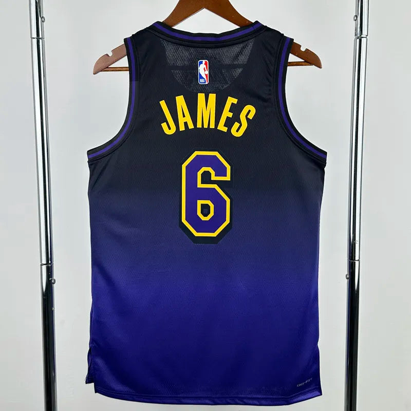 LAKERS JAMES #6 Royal blue City Edition Top Quality Hot Pressing NBA Jersey