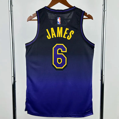 LAKERS JAMES #6 Royal blue City Edition Top Quality Hot Pressing NBA Jersey