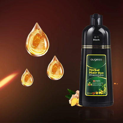 AUGEAU Herbal Hair Dye Shampoo (500ml) – Ammonia-Free, Vegan, Easy Coloring & Nourishing