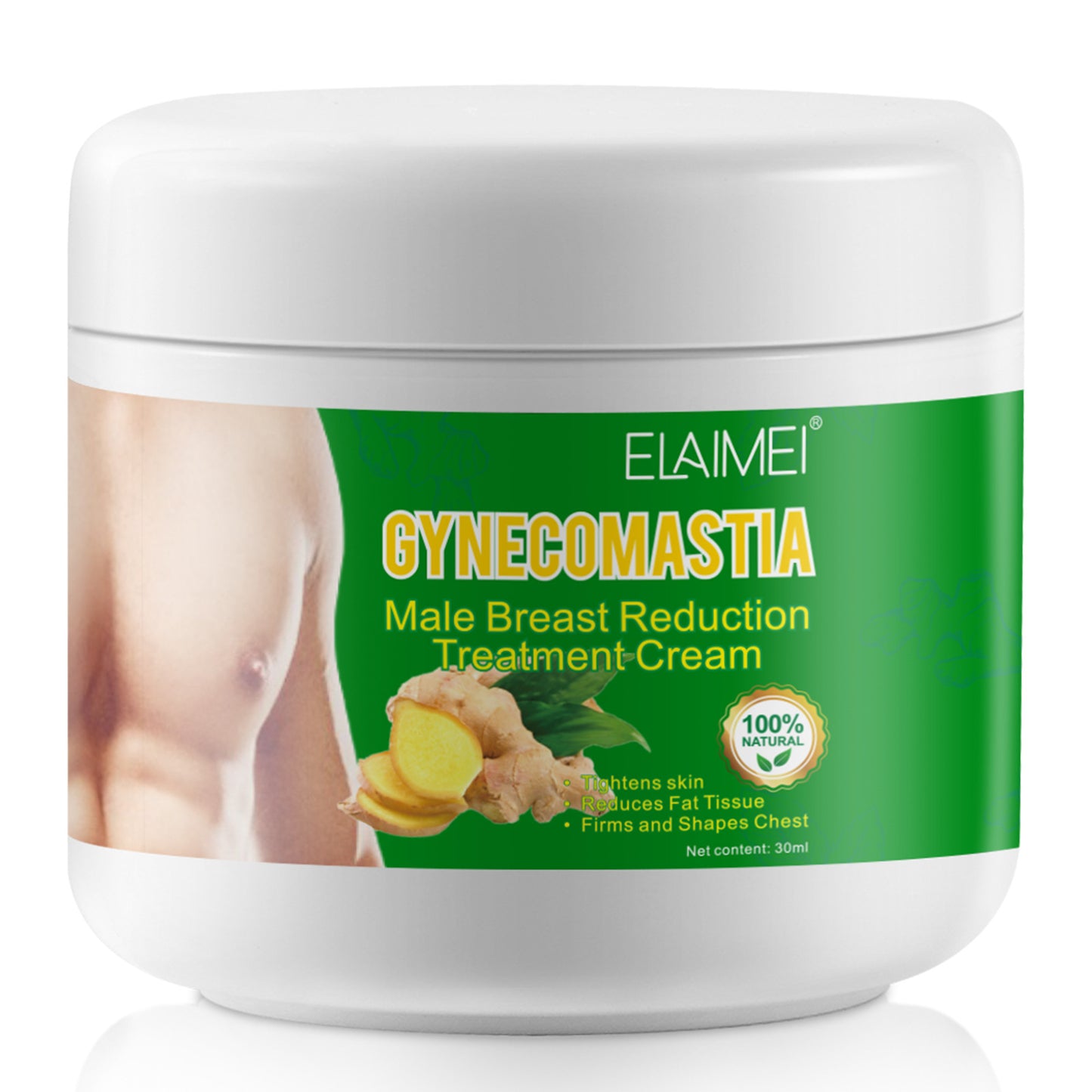 ELAIMEI Men's Gynecomastia Tightening Ginger Cream: Male Chest Fat Reduction & Firming Treatment (30ml)