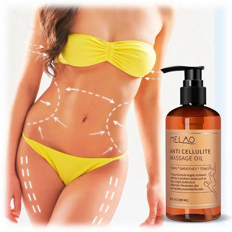 MELAO Anti-Cellulite Massage Oil – Natural Firming & Toning Body Oil with Essential Oils (240ml)