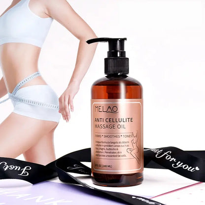 MELAO Anti-Cellulite Massage Oil – Natural Firming & Toning Body Oil with Essential Oils (240ml)