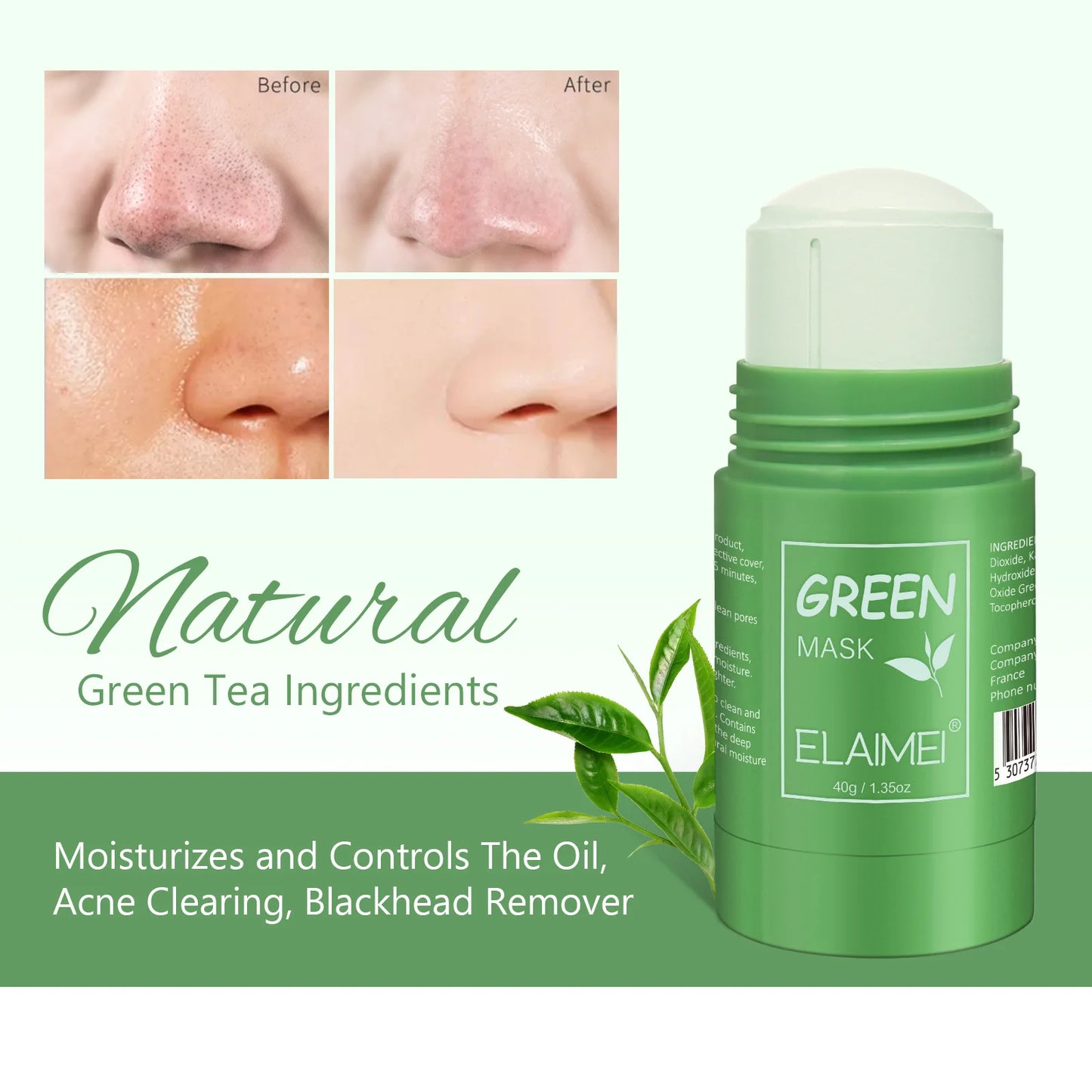 ELEIMEI Eggplant, Hyaluronic Acid, Green Tea, Strawberry, Vitamin C, Coffee Infused Moisturizing and Oil-Control Face Cleansing Mask