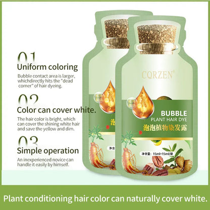 CORZEN Plant Bubble Hair Dye (200ml) – Ammonia-Free, Easy Foam Application, Natural Hair Color
